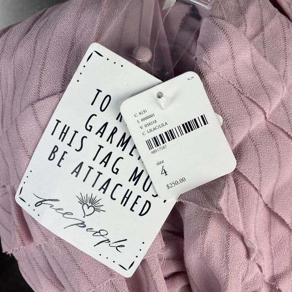 Free People Dress Mini Long Sleeve Lace Boho Lilac Purple Crush on You Sz 4 NWT - Picture 11 of 13